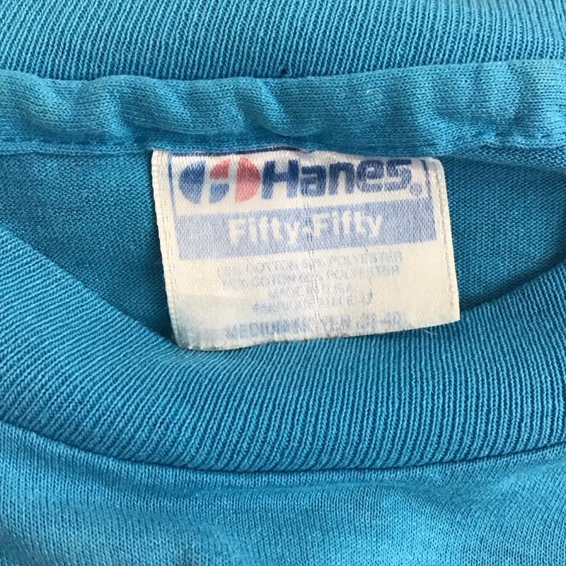 ヘインズ HANES Tシャツ 半袖 80s M プリント 青 / ブルー / メンズ USED 古着 中古 10131351