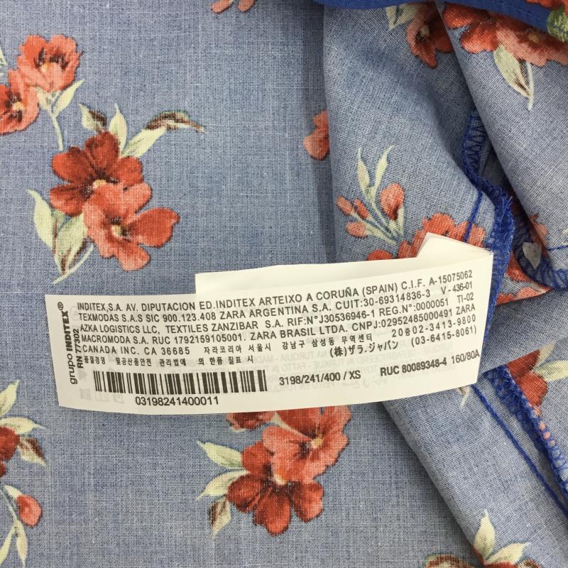 ザラ ZARA ワンピース ひざ丈スカート XS 花柄 青 / ブルー / レディース USED 古着 中古 10134146