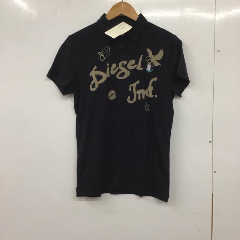 ディーゼル DIESEL ポロシャツ 半袖 S プリント 黒 / ブラック / メンズ USED 古着 中古 10138216