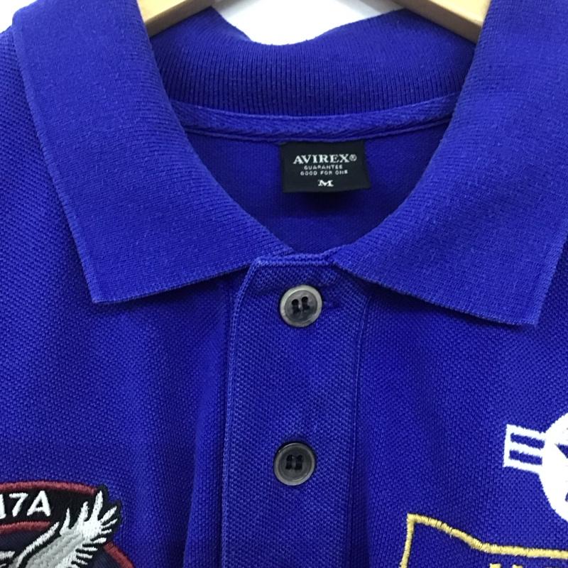 アヴィレックス AVIREX ポロシャツ 半袖 M ロゴ、文字 青 / ブルー / メンズ USED 古着 中古 10135877