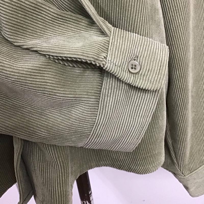 アイテムズ アーバンリサーチ ITEMS URBAN RESEARCH シャツ、ブラウス 長袖 長袖シャツ ノーカラーシャツ コーデュロイシャツ FREE 無地 緑 / グリーン / レディース USED 古着 中古 10123922