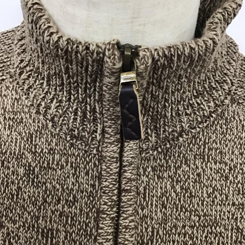 エディーバウアー Eddie Bauer ニット、セーター 長袖 長袖ニットカットソー ジップアップカラーニット セーター M 無地 茶 / ブラウン / メンズ USED 古着 中古 10123829