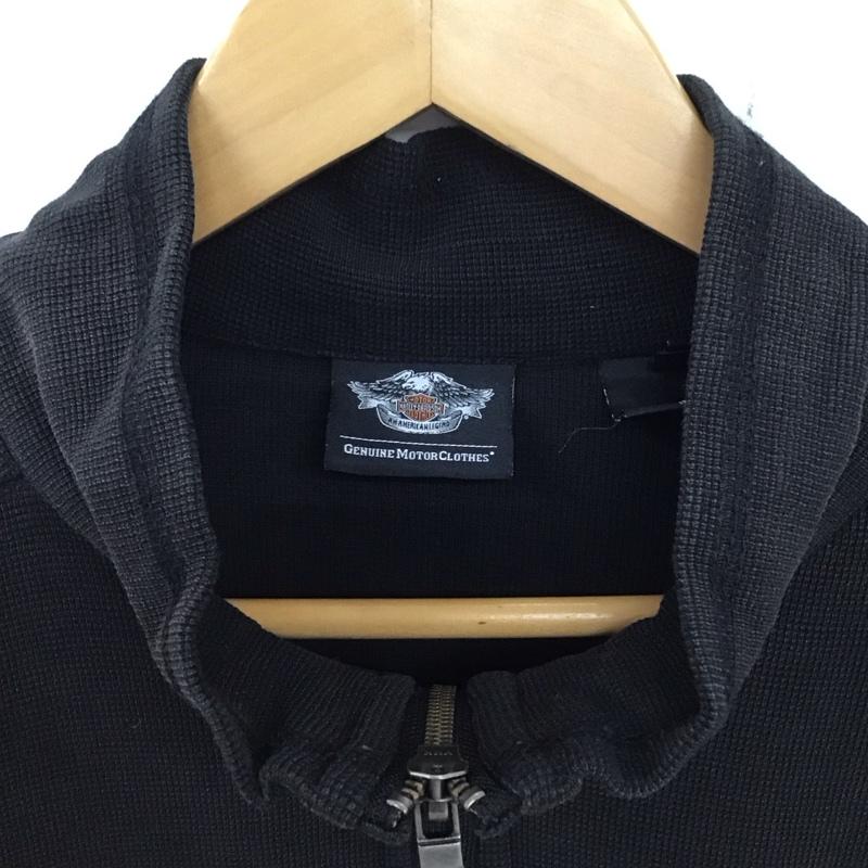 ハーレーダビッドソン Harley-Davidson トレーナー 長袖 GM00044025 カットソー ハーフジップ M ロゴ、文字 黒 / ブラック / メンズ USED 古着 中古 10133570
