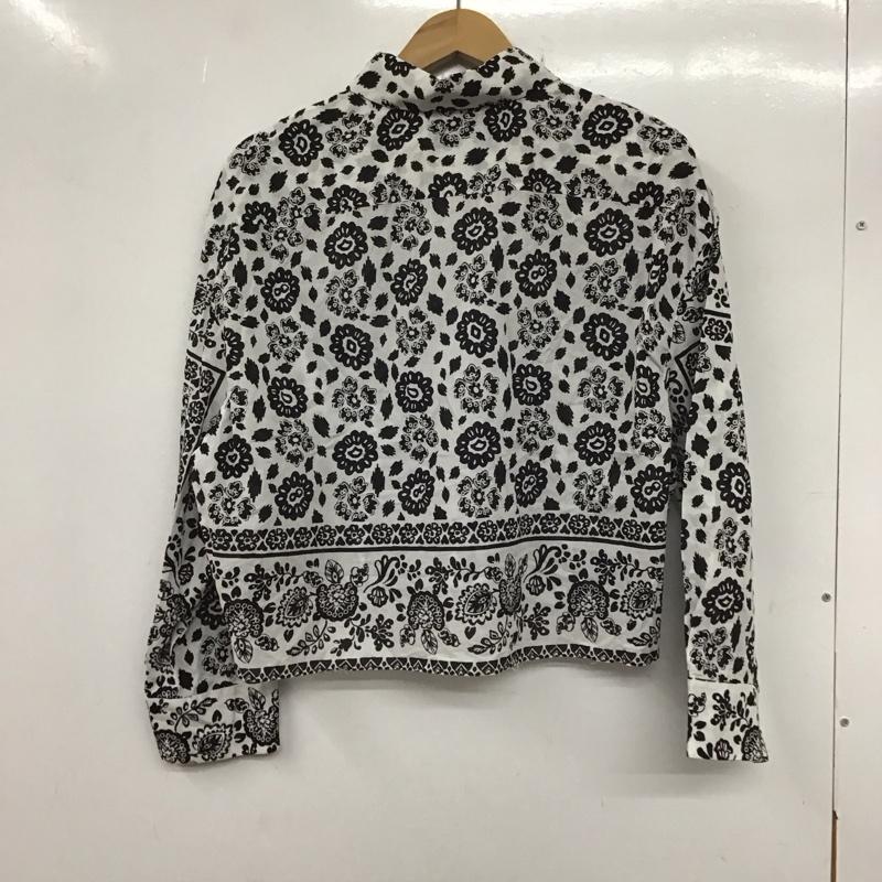 ザラ ZARA シャツ、ブラウス 長袖 M 総柄 白 / ホワイト / X 黒 / ブラック / レディース USED 古着 中古 10136608