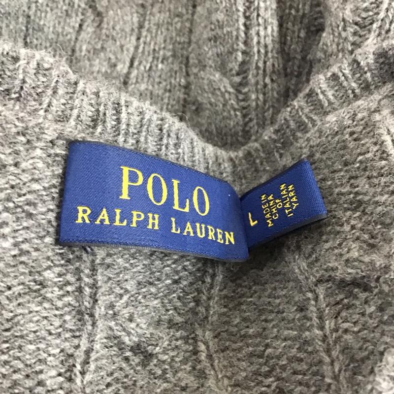 ポロラルフローレン POLO RALPH LAUREN ニット、セーター 長袖 長袖ニットカットソー ニット セーター Vネックニット L ロゴ、文字 灰 / グレー / メンズ USED 古着 中古 10123933