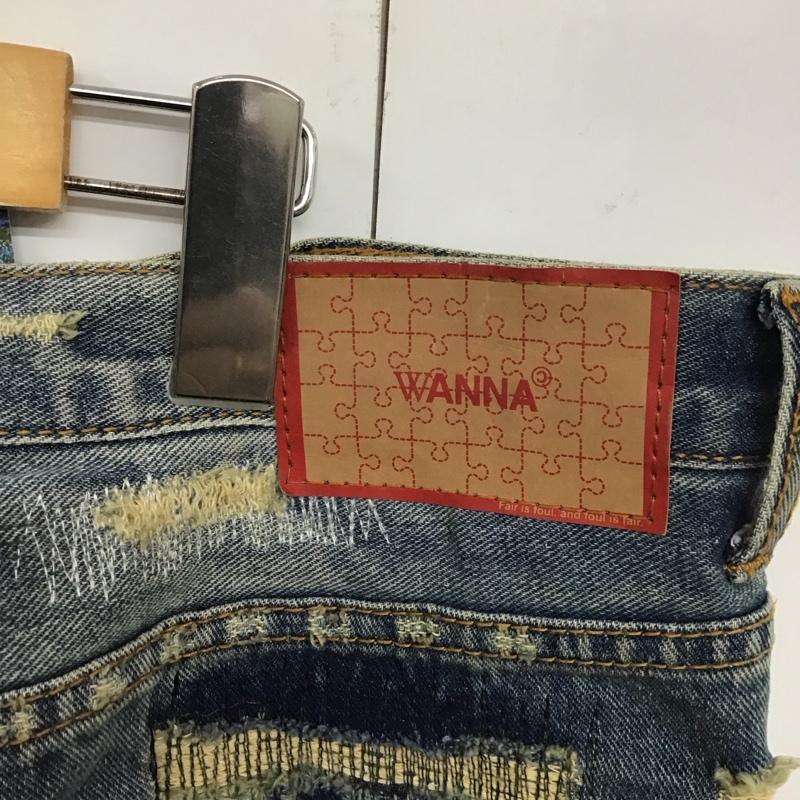 ワナ WANNA パンツ デニム、ジーンズ デニムパンツ ワイドパンツ ストレートパンツ カジュアルパンツ 2 ダメージ加工 マルチカラー / マルチカラー /  メンズ USED 古着 中古 10124271