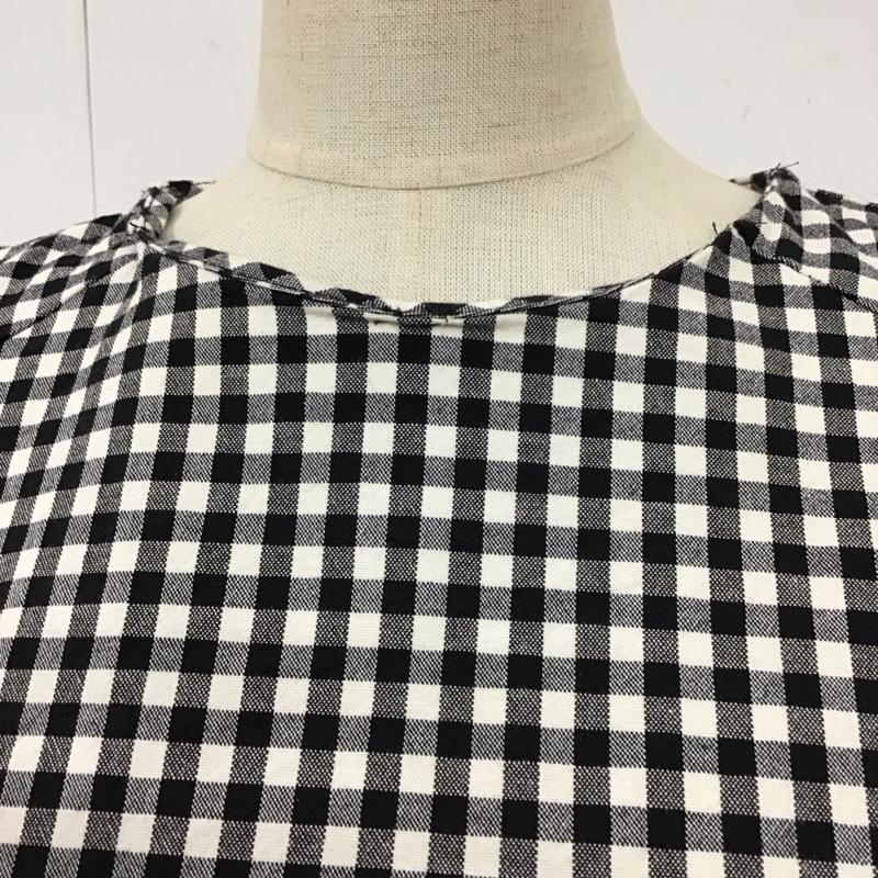 ザラ ZARA TRAFALUC カットソー 半袖 フレンチスリーブ L チェック 白 / ホワイト / X 黒 / ブラック /  レディース USED 古着 中古 10114083