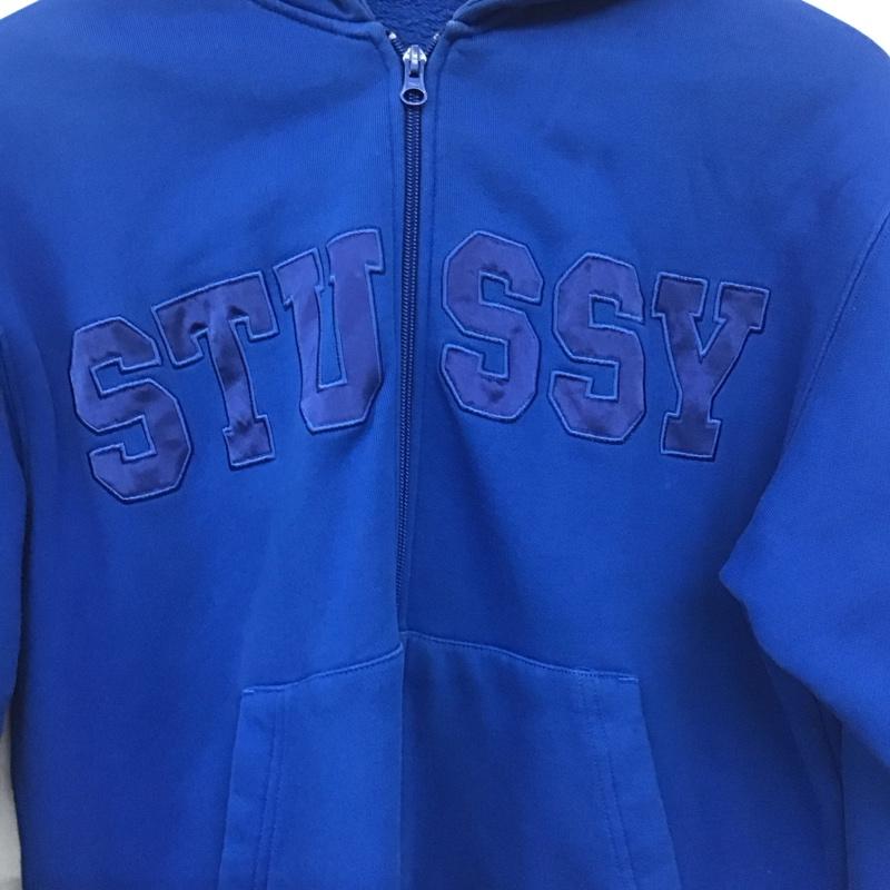 ステューシー STUSSY パーカー 長袖 長袖パーカー ジップアップパーカー スウェット 90s S ロゴ、文字 青 / ブルー / メンズ USED 古着 中古 10139676