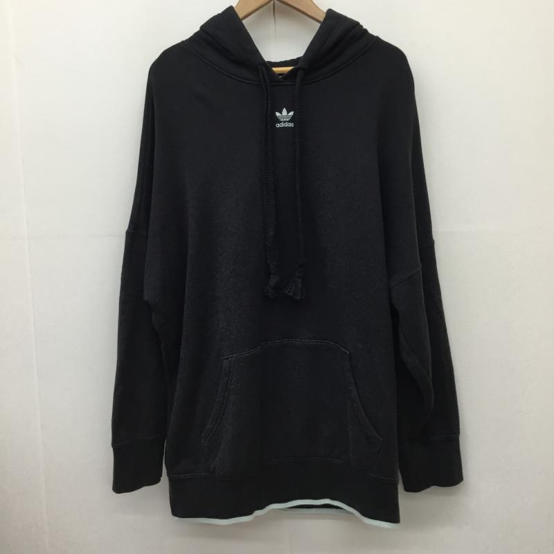 アディダス adidas パーカー 長袖 adidas DU9891 LL ロゴ、文字 X 刺繍 黒 / ブラック / X 水色 / ライトブルー / メンズ USED 古着 中古 10136980
