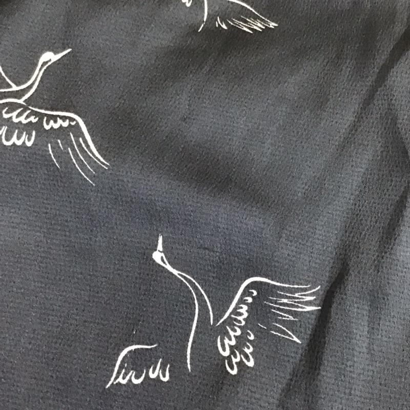 ザラベーシック ZARA BASIC カットソー 七分袖 ノーカラー スキッパー 鳥 XS 総柄 紺 / ネイビー /  レディース USED 古着 中古 10114105