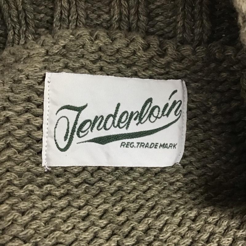 テンダーロイン TENDERLOIN ニット、セーター 長袖 長袖ニットカットソー クルーネック セーター L 無地 カーキ / カーキ / メンズ USED 古着 中古 10126608