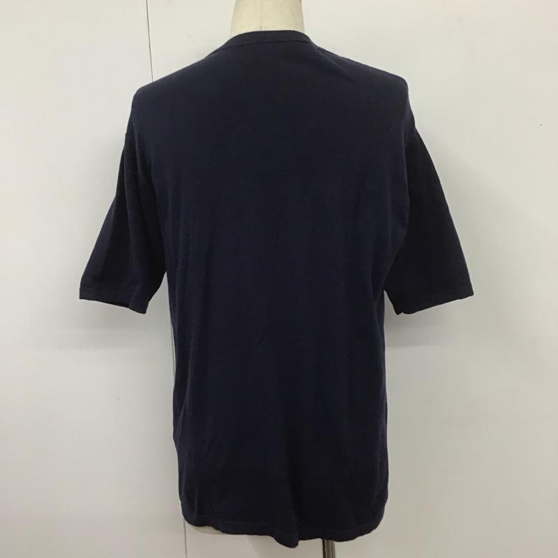ラコステ LACOSTE ニット、セーター 半袖 半袖ニットカットソー クルーネックカットソー セーター M ロゴ、文字 紺 / ネイビー / メンズ USED 古着 中古 10107765