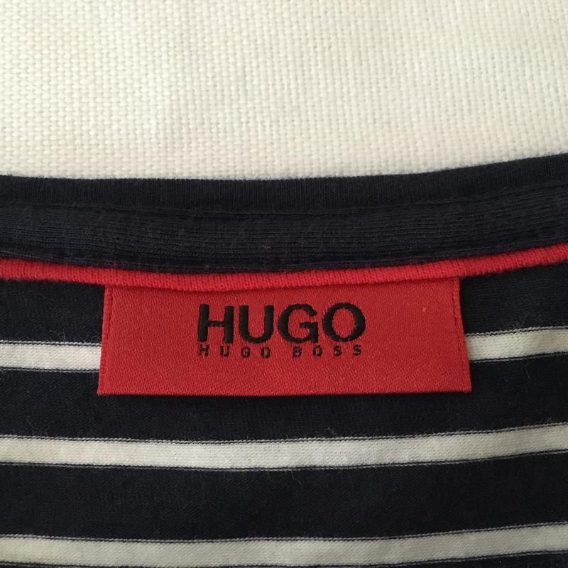 ヒューゴボス HUGO BOSS ワンピース ひざ丈スカート M 無地 X ボーダー柄 紺 / ネイビー / X 白 / ホワイト /  レディース USED 古着 中古 10015484