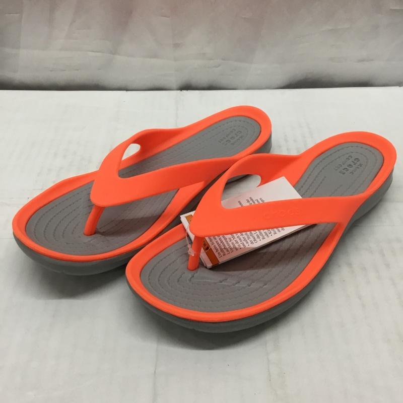 クロックス crocs サンダル サンダル 204974-6PK Swiftwater Flips 23cm ビーチサンダル 23.0cm ロゴ、文字 灰 / グレー / X 橙 / オレンジ / レディース USED 古着 中古 10110653