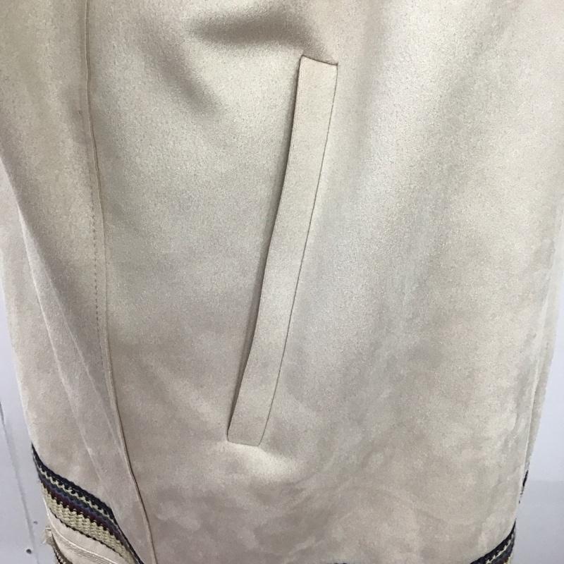 ザラ ZARA ジャケット、上着 ジャケット、ブレザー 3046 134 710 コントラスト フェイクスエードジャケット ノーカラー フリンジ S 刺繍 ベージュ / ベージュ / レディース USED 古着 中古 10108580