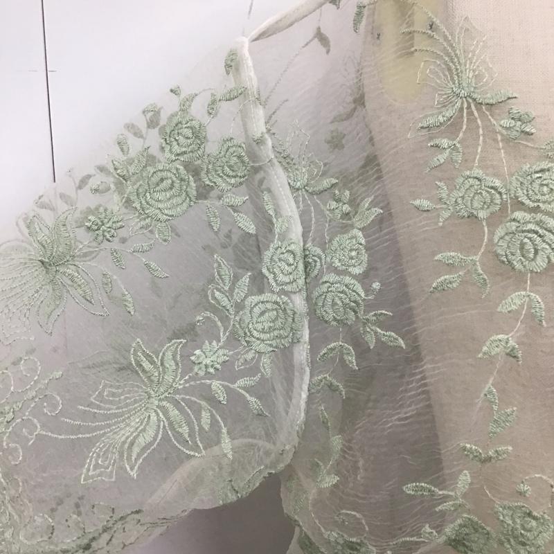 エヴリス EVRIS カットソー 半袖 半袖カットソー 総柄 レースカットソー シースルーカットソー FREE 刺繍 緑 / グリーン /  レディース USED 古着 中古 10103915