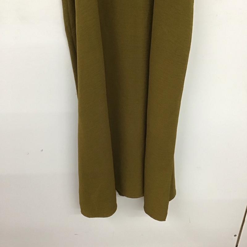 ザラ ZARA ワンピース ロングスカート 0264 456 505 ひざ下丈 ボリュームスリーブ タグ付きスクエアネック M 無地 カーキ / カーキ / レディース USED 古着 中古 10138648