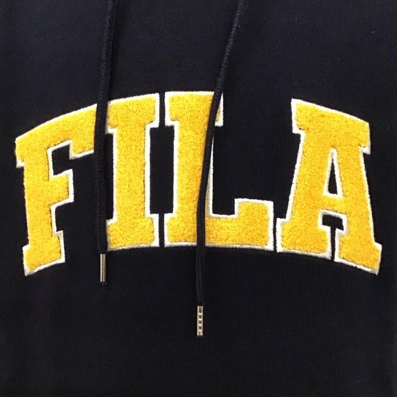 フィラ FILA パーカー 長袖 長袖パーカー フード付きパーカー プリントスウェット トレーナー スポーツウェア L ロゴ、文字 紺 / ネイビー / メンズ USED 古着 中古 10122136
