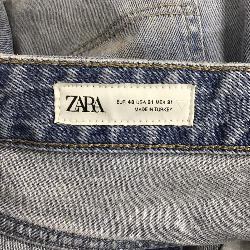 ザラ ZARA パンツ デニム、ジーンズ デニムパンツ ワイドパンツ カジュアルパンツ クラッシュデニムパンツ 40 ダメージ加工 インディゴ / インディゴ /  メンズ USED 古着 中古 10125650