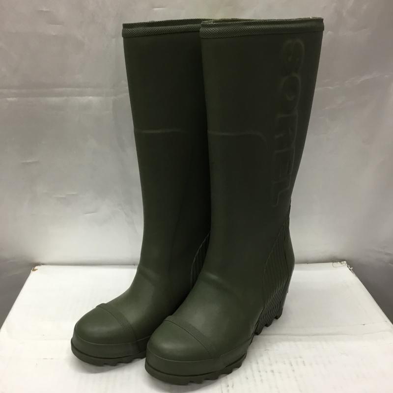 ソレル SOREL 長靴、レインシューズ 長靴、レインシューズ NL2445-383 レインブーツ ウエッジソール 24.5cm 24.5cm ロゴ、文字 カーキ / カーキ / レディース USED 古着 中古 10106524