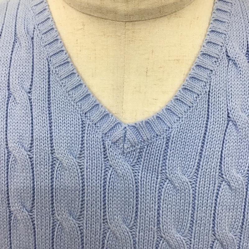 ポロラルフローレン POLO RALPH LAUREN ベスト ベスト ニットベスト ノースリーブニット Vネック XL ロゴ、文字 水色 / ライトブルー / メンズ USED 古着 中古 10123900