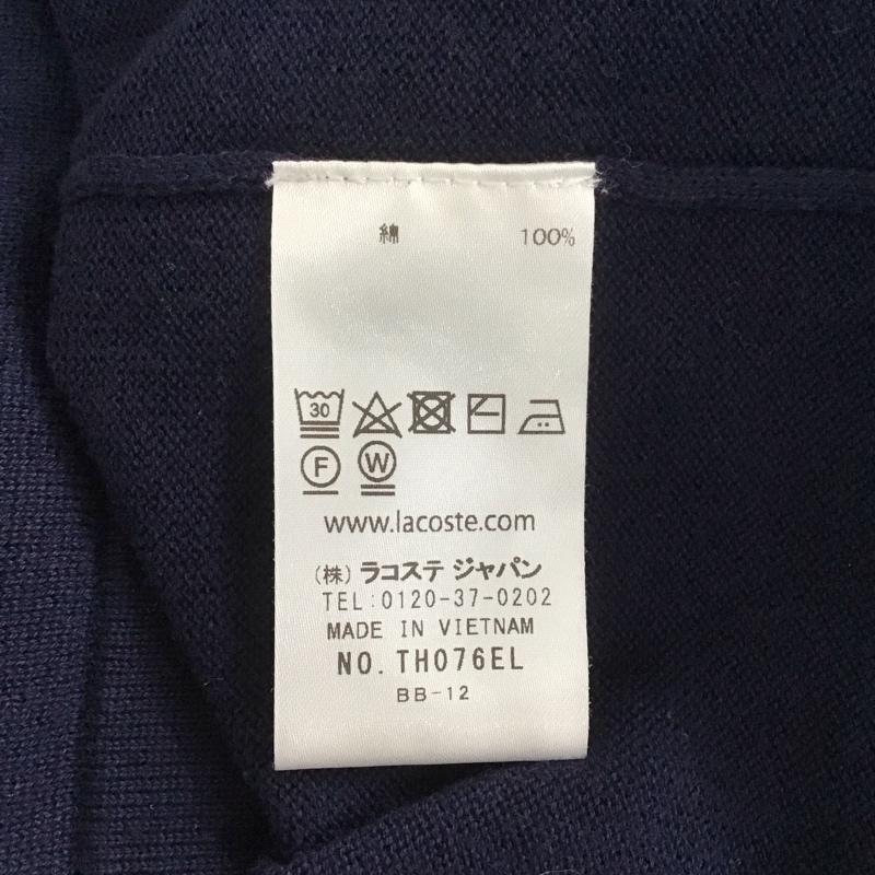 ラコステ LACOSTE ニット、セーター 半袖 半袖ニットカットソー クルーネックカットソー セーター M ロゴ、文字 紺 / ネイビー / メンズ USED 古着 中古 10107765