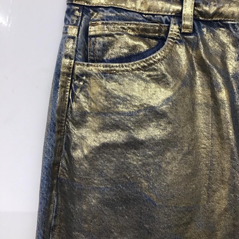 ザラ ZARA スカート ロングスカート デニム バックスリット S 無地 青 / ブルー / X 金 / ゴールド / レディース USED 古着 中古 10139249