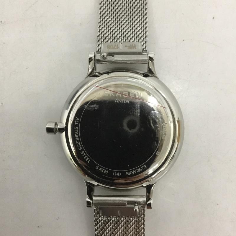 スカーゲン SKAGEN 腕時計 アナログ(クォーツ式) SKW2673 ステンレスメッシュベルト 箱有 ロゴ、文字 銀 / シルバー / レディース USED 古着 中古 10127493