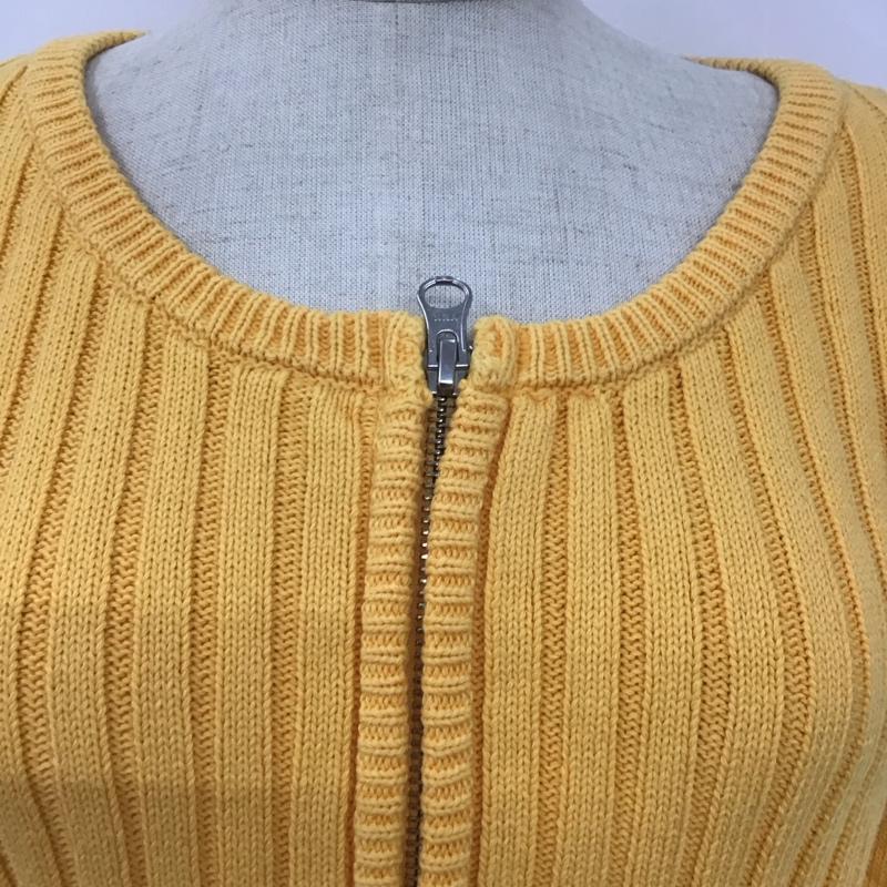 マウジー MOUSSY カーディガン 長袖 010GSK70-0630 STONE WASH ZIP UP KNIT CD ショート丈 コットン FREE 無地 橙 / オレンジ / レディース USED 古着 中古 10107933