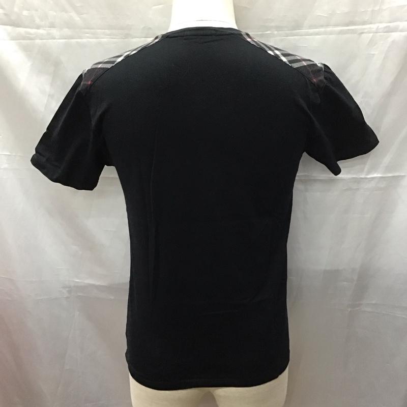 バーバリーブラックレーベル BURBERRY BLACK LABEL Tシャツ 半袖 半袖カットソー プリントTシャツ Vネックカットソー 2 ロゴ、文字 黒 / ブラック /  メンズ USED 古着 中古 10111329