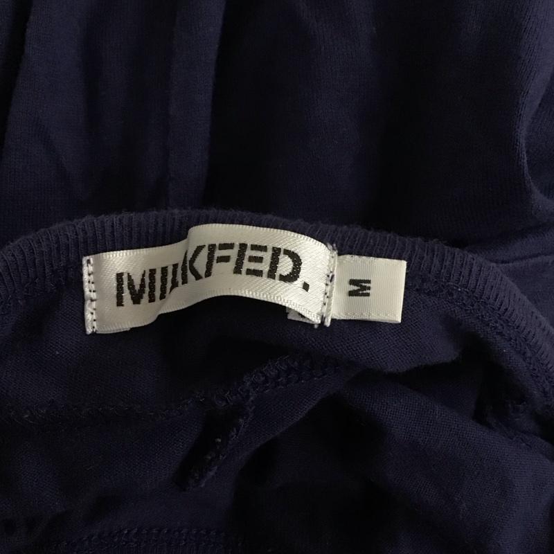 ミルクフェド MILKFED. Tシャツ 七分袖 0343910 チュニック ロング丈 M ロゴ、文字 紺 / ネイビー / レディース USED 古着 中古 10112028