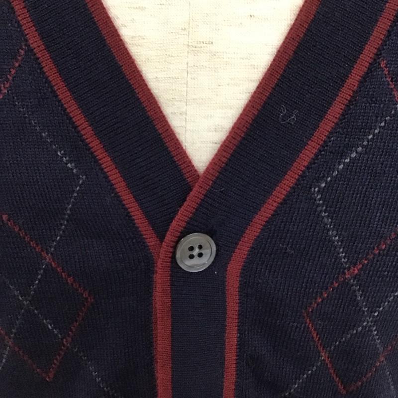 ブルックスブラザーズ BROOKS BROTHERS カーディガン 長袖 Vネック ウール アーガイル M アーガイル柄 紺 / ネイビー / X ボルドー / ボルドー / メンズ USED 古着 中古 10111260