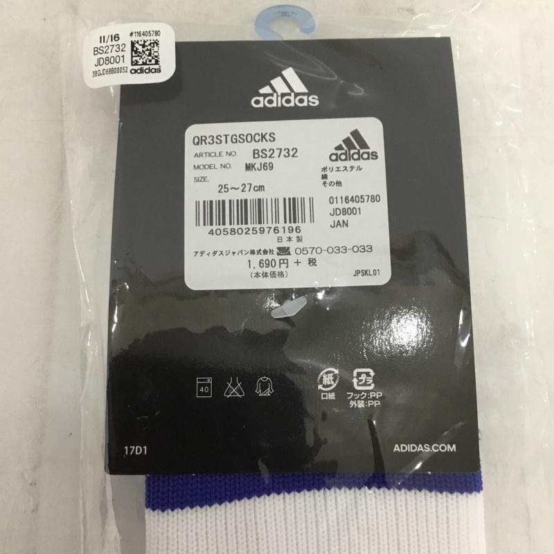 アディダス adidas ファッション小物 ファッション小物 BS2732 サッカー フットサル ストッキング 3ストライプ ゲームソックス ロゴ、文字 白 / ホワイト / X 青 / ブルー / メンズ USED 古着 中古 10132183