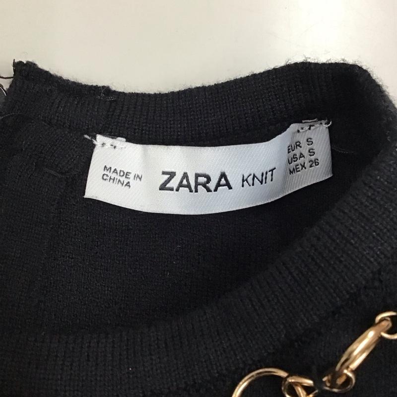ザラ ZARA カットソー 半袖 半袖ニット S 無地 黒 / ブラック / レディース USED 古着 中古 10118448