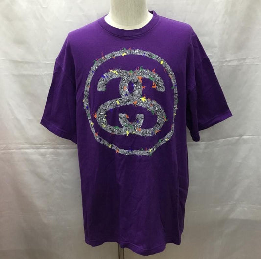 ステューシー STUSSY Tシャツ 半袖 半袖カットソー プリントTシャツ クルーネックカットソー XL プリント 紫 / パープル /  メンズ USED 古着 中古 10108992