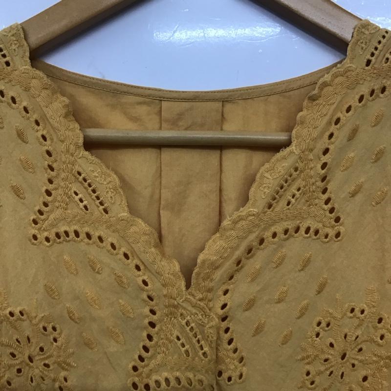 レプシィム LEPSIM カットソー 半袖 LP060760SB アイレットレース Vネックブラウス M 刺繍 橙 / オレンジ / レディース USED 古着 中古 10138974