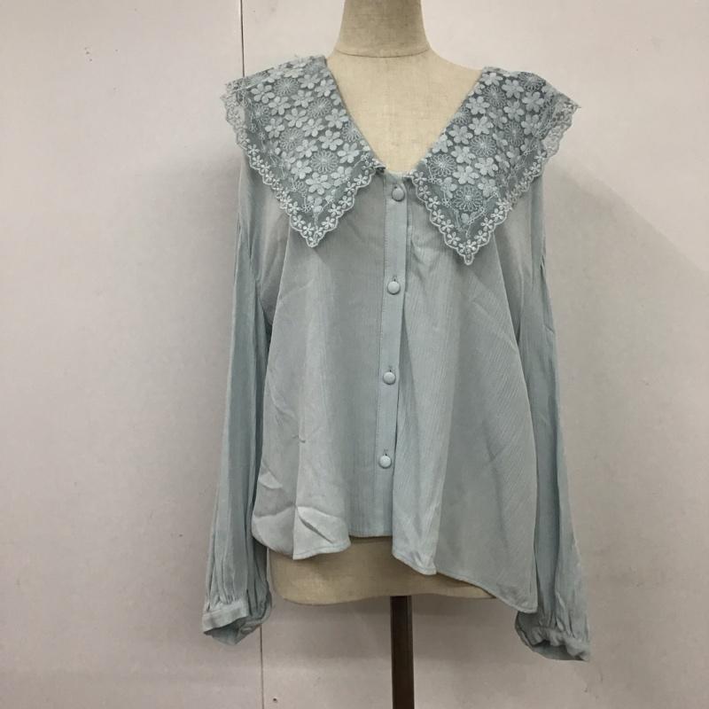 ザラ ZARA シャツ、ブラウス 長袖 1971 099 406 襟レース タグ付き S 無地 水色 / ライトブルー / レディース USED 古着 中古 10120367