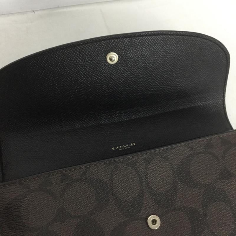 コーチ COACH 財布 長財布 シグネチャー ロゴ、文字 黒 / ブラック / X 茶 / ブラウン / レディース USED 古着 中古 10143649