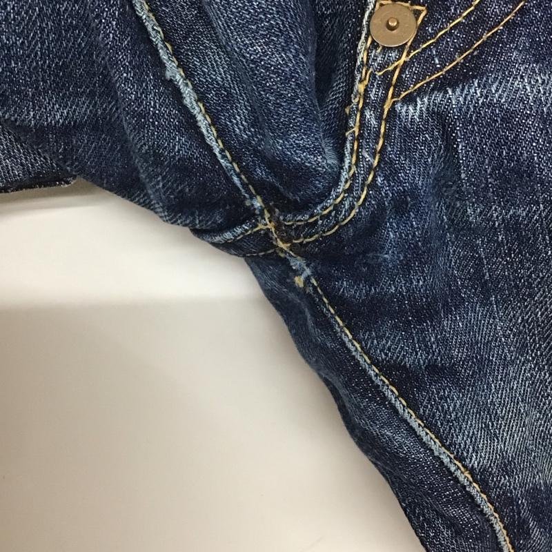 エヴィス EVISU パンツ デニム、ジーンズ デニムパンツ ワイドパンツ カジュアルパンツ 34 ダメージ加工 インディゴ / インディゴ / メンズ USED 古着 中古 10126830
