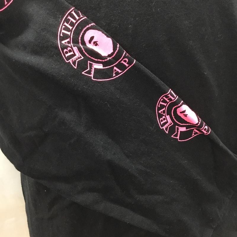 ベイプ BAPE カットソー 長袖 長袖カットソー クルーネックカットソー 長袖Tシャツ プリントTシャツ M ロゴ、文字 黒 / ブラック /  メンズ USED 古着 中古 10111288