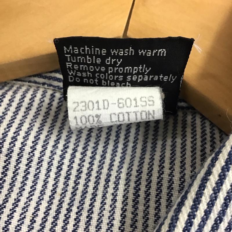 古着 USED シャツ、ブラウス 半袖 半袖シャツ ストライプシャツ カラーシャツ prentiss usa製 L ストライプ 白 / ホワイト / X インディゴ / インディゴ / メンズ USED 古着 中古 10134686