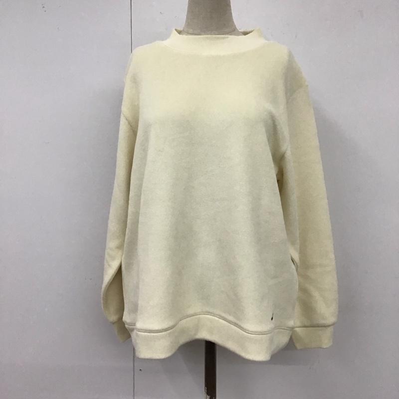 クロコダイル CROCODILE カットソー 長袖 0302-25230 モックネック L ワンポイント アイボリー / アイボリー / レディース USED 古着 中古 10120604