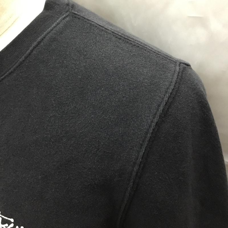 ステューシー STUSSY トレーナー 長袖 長袖トレーナー スウェット クルーネック リブスウェットカットソー S ロゴ、文字 黒 / ブラック / メンズ USED 古着 中古 10112316