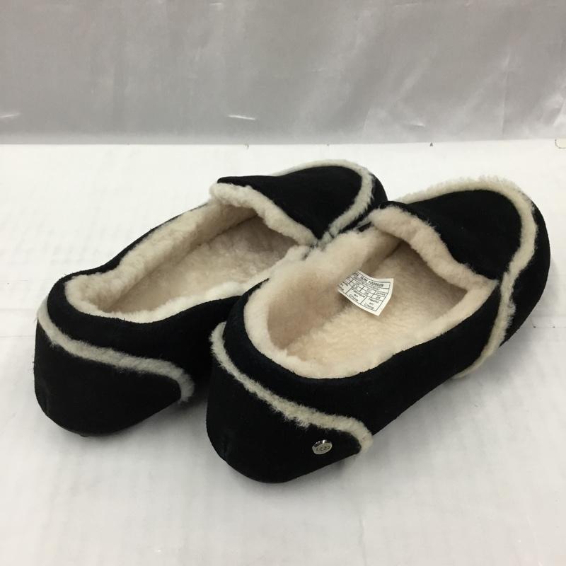 アグ UGG カジュアルシューズ カジュアルシューズ 1020029 HAILEY ヘイリー モカシン 24cm 箱有 24.0cm ワンポイント 黒 / ブラック / X 白 / ホワイト / レディース USED 古着 中古 10105722