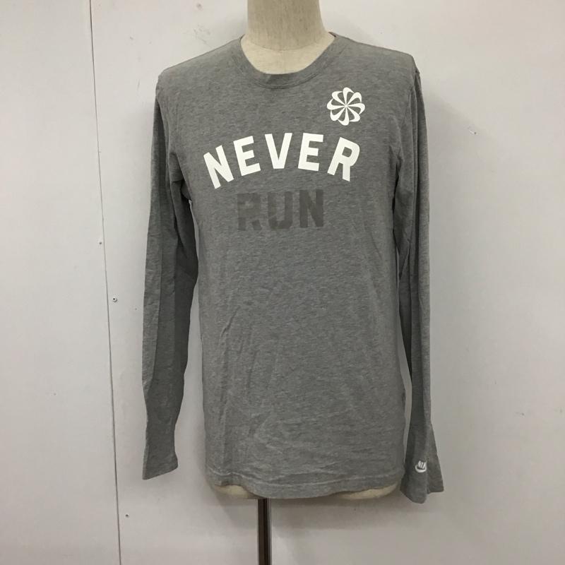ナイキ NIKE カットソー 長袖 長袖カットソー クルーネックカットソー プリントTシャツ ロングスリーブカットソー M ロゴ、文字 灰 / グレー /  メンズ USED 古着 中古 10111108