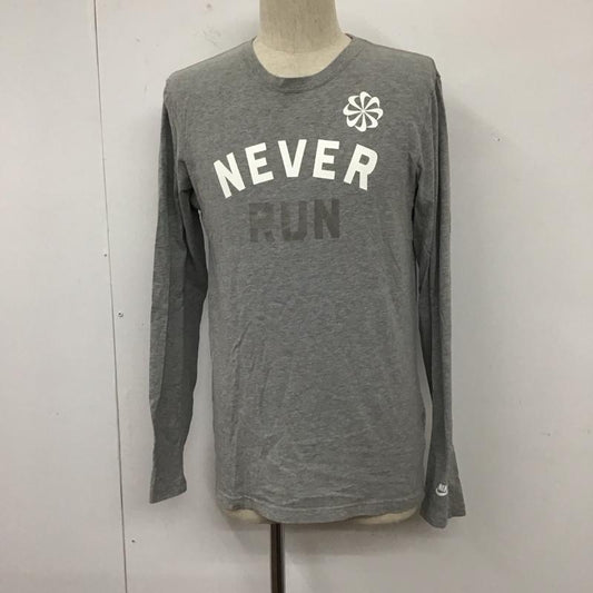 ナイキ NIKE カットソー 長袖 長袖カットソー クルーネックカットソー プリントTシャツ ロングスリーブカットソー M ロゴ、文字 灰 / グレー /  メンズ USED 古着 中古 10111108