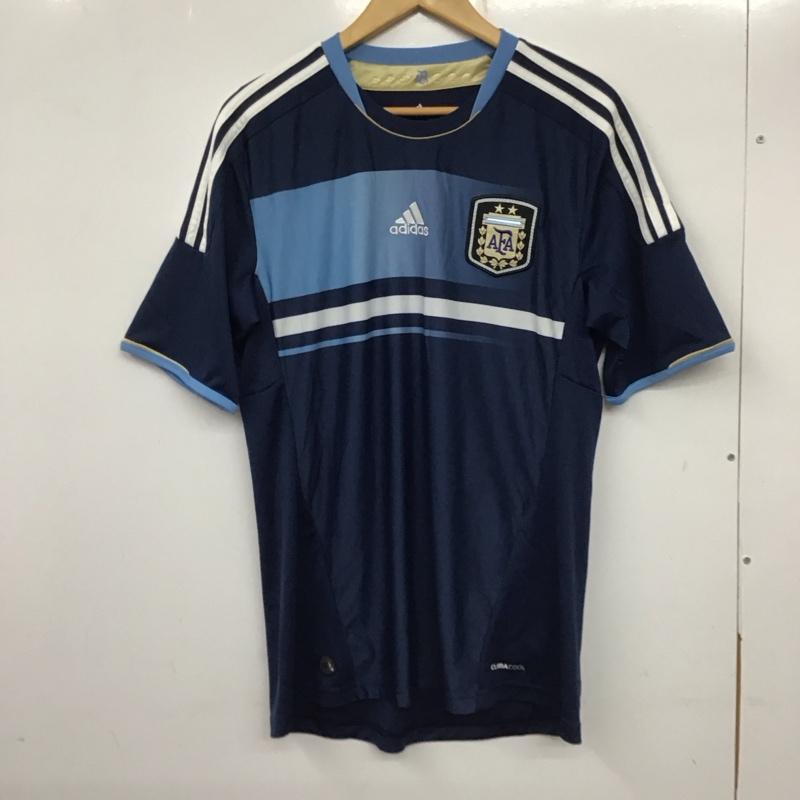 アディダス adidas Tシャツ 半袖 半袖カットソー プリントTシャツ ユニフォーム スポーツウェア M ロゴ、文字 紺 / ネイビー / メンズ USED 古着 中古 10136725