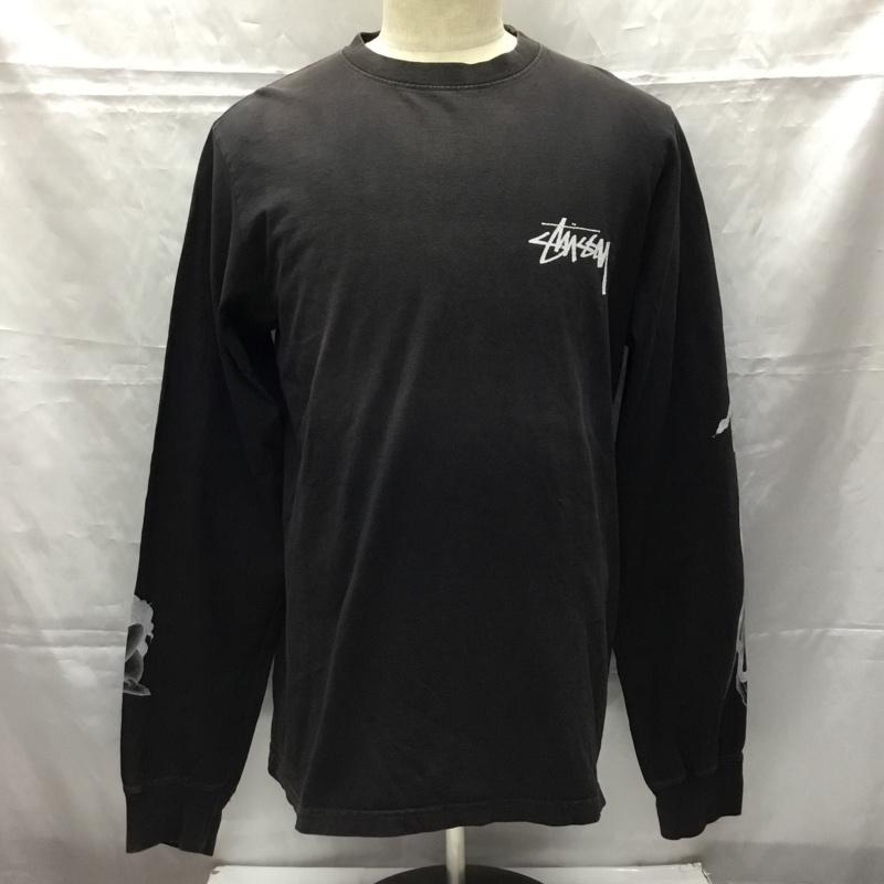 ステューシー STUSSY カットソー 長袖 長袖カットソー プリントTシャツ クルーネックカットソー ロングスリーブカットソー M ロゴ、文字 黒 / ブラック / メンズ USED 古着 中古 10106594