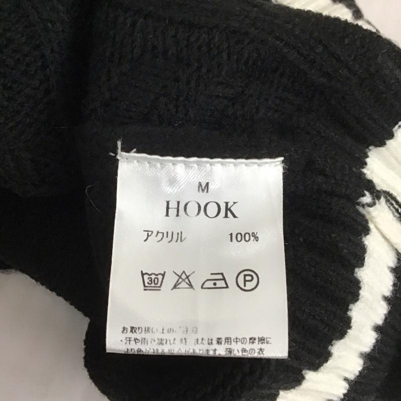 フックバイロックミー Hook By RockME ニット、セーター 長袖 長袖セーター ニットカットソー Vネックニット リブニットカットソー M ロゴ、文字 黒 / ブラック / メンズ USED 古着 中古 10107459