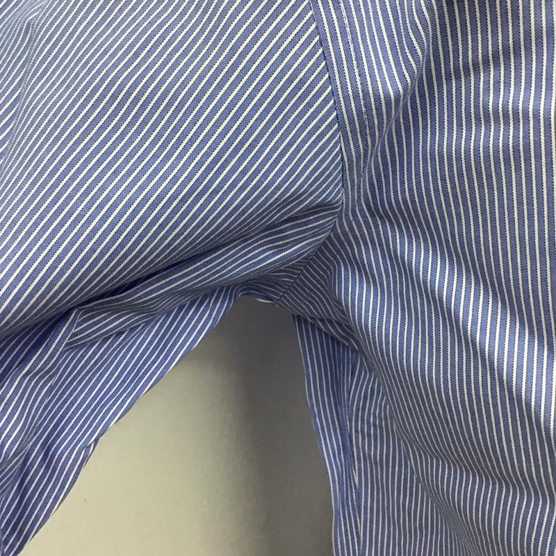 エディーバウアー Eddie Bauer シャツ、ブラウス 長袖 長袖シャツ カラーシャツ ポケットシャツ 長袖カットソー ストライプシャツ S ストライプ 白 / ホワイト / X 青 / ブルー /  メンズ USED 古着 中古 10112595